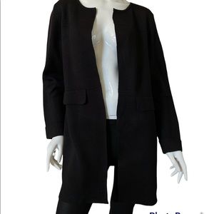 NWOT. ELLE Black / Metallic Thread Open-front Long Cardigan/ Coat